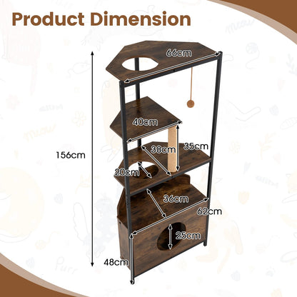 Cat Tree, 156cm Tall Modern Kitten Climbing Tower with Condo