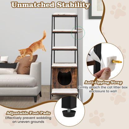 Hidden Cats Washroom Climbing Frame with Ladder Shelf & Removable Plush Cushions