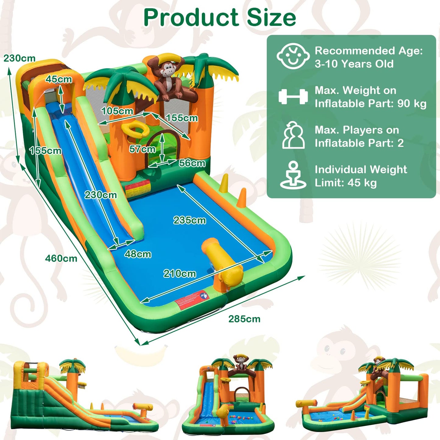 Tropical Themed Kids Bouncy Castle Jumper House for Summer Outdoor Play