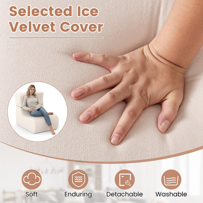 Lazy Sofa with Detachable Headrest and Washable Ice Velvet Cover
