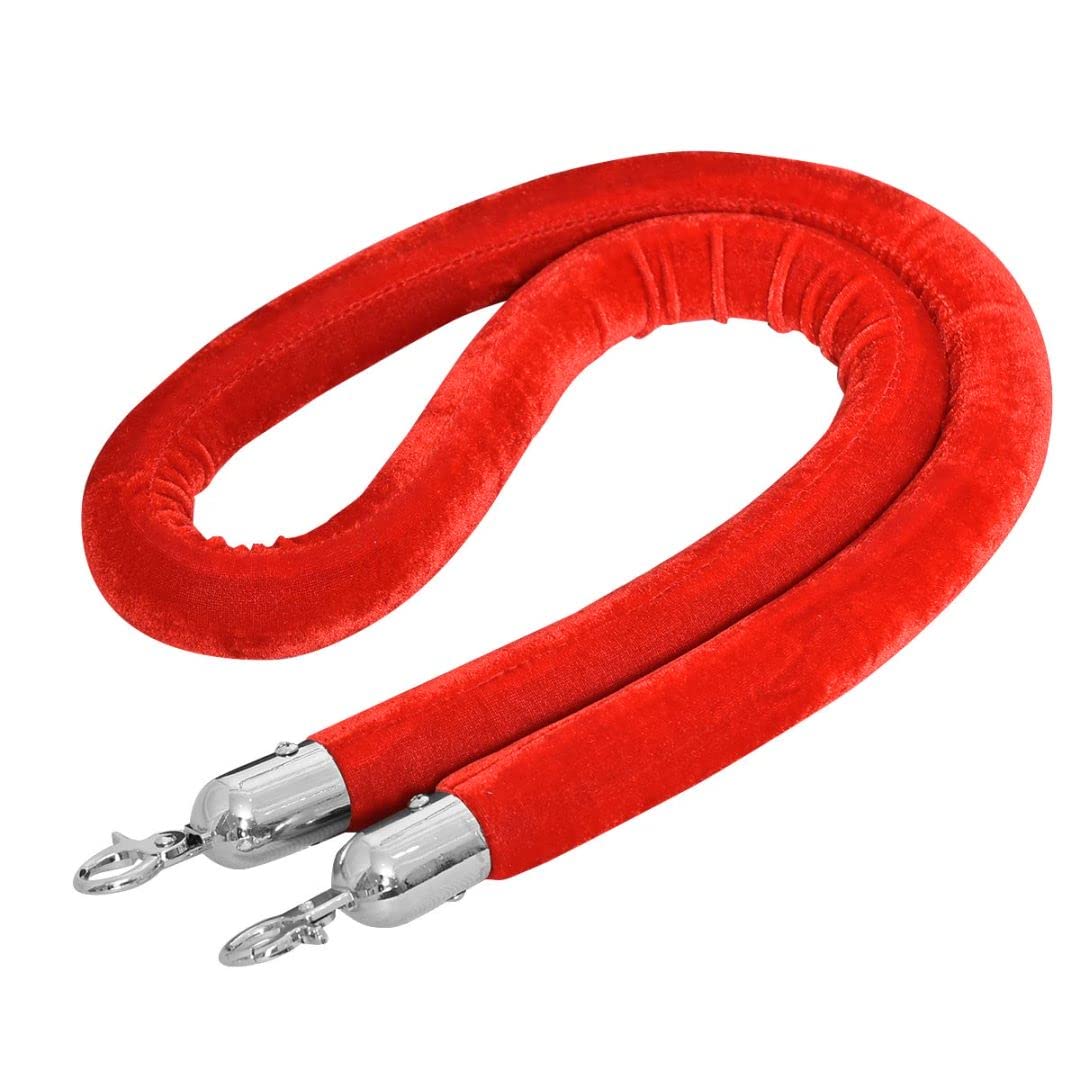 Set of 6 Queue Rope Barrier, 150cm Stanchion Rope Divider with Metal Base