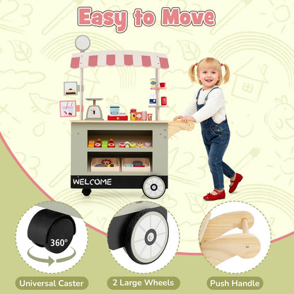 Kids Snacks and Sweets Food Cart Toy Cart Play Set with POS Machine