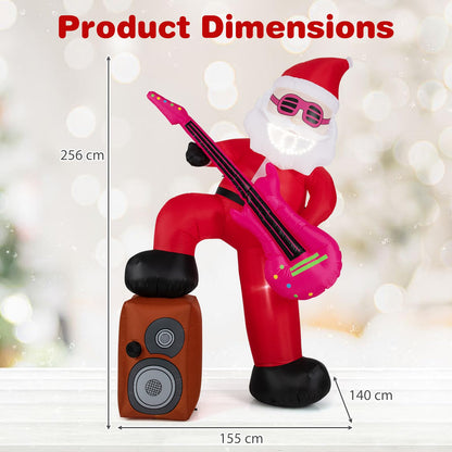 8.4 Feet Inflatable Santa Claus Pre-lit Xmas Santa Playing Guitar with Music