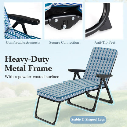 Reclining Relaxer Chair with Thick Padded Cushion for Patio