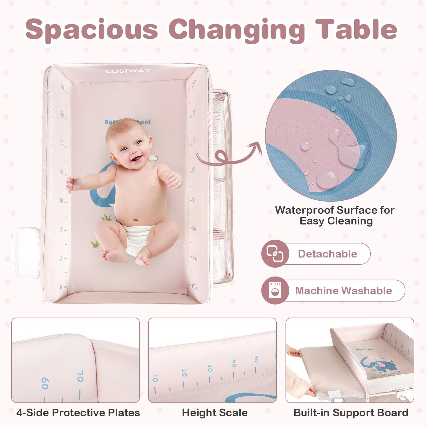 olding Diaper Changing Station with Wheels & Storage Basket