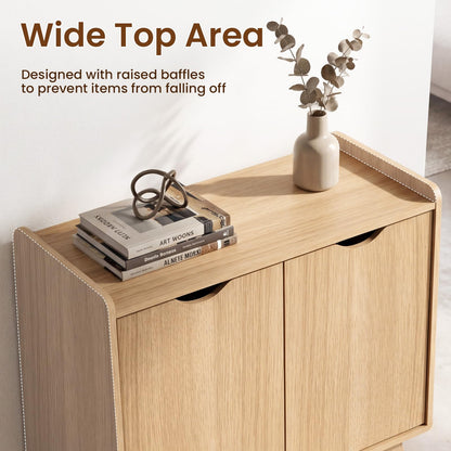 2 Door Storage Cabinet, Wooden Buffet Sideboard with 5-Level Adjustable Shelf