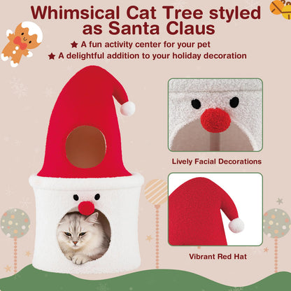 75CM Modern Cute Cat Tower with Enclosed Padded Top Perch and Condo