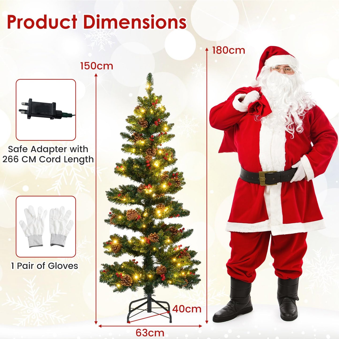 150 CM Pre-Lit Artificial Christmas Tree Spiral Holiday Tree with 448 Branch Tips