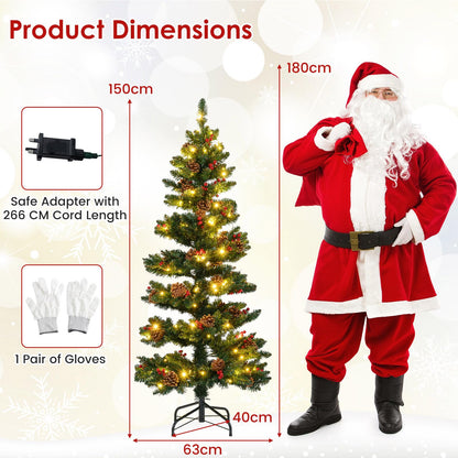 150 CM Pre-Lit Artificial Christmas Tree Spiral Holiday Tree with 448 Branch Tips
