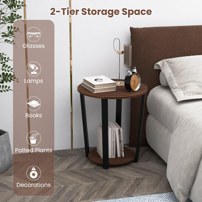 2-Tier Accent Side Table with Open Shelf