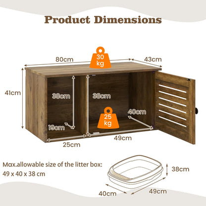 Cat Litter Box Enclosure Hidden Cat Washroom with Winding Entry