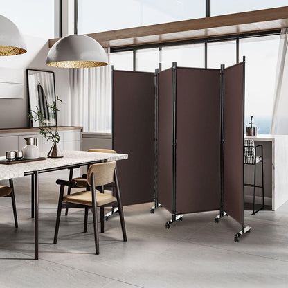4 Panel Folding Room Divider with Wheels for Living Room Bedroom