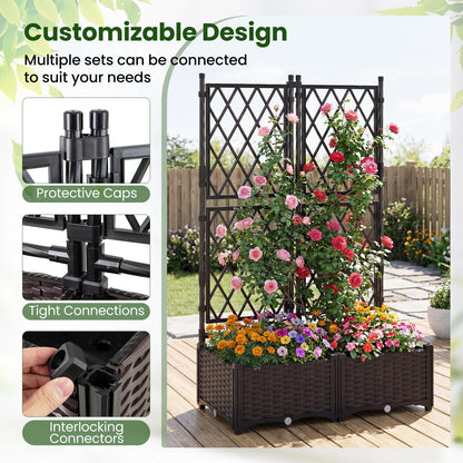 Garden Planter with Trellis, Weather-Resistant Trough Grow Box