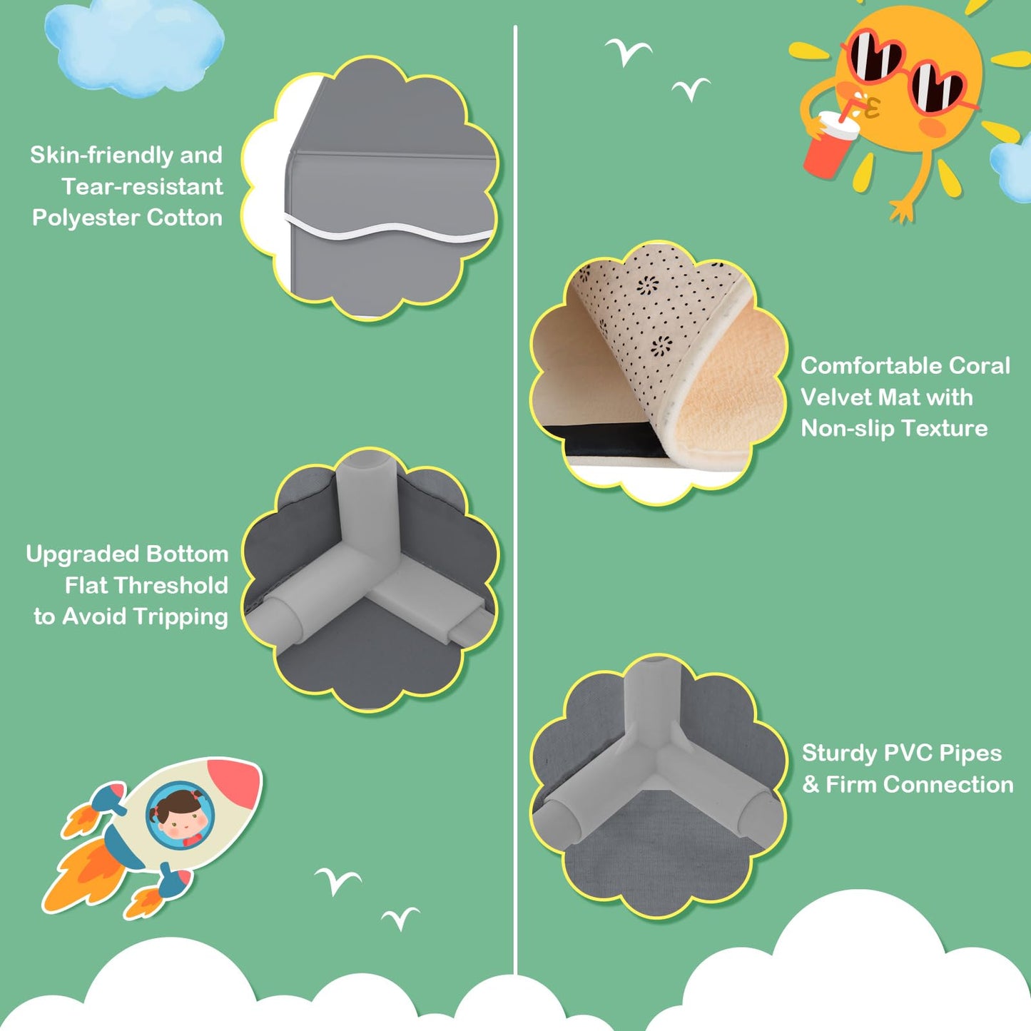 Indoor Kids Play Tent with Star Lights for Children Boys Girls Gift