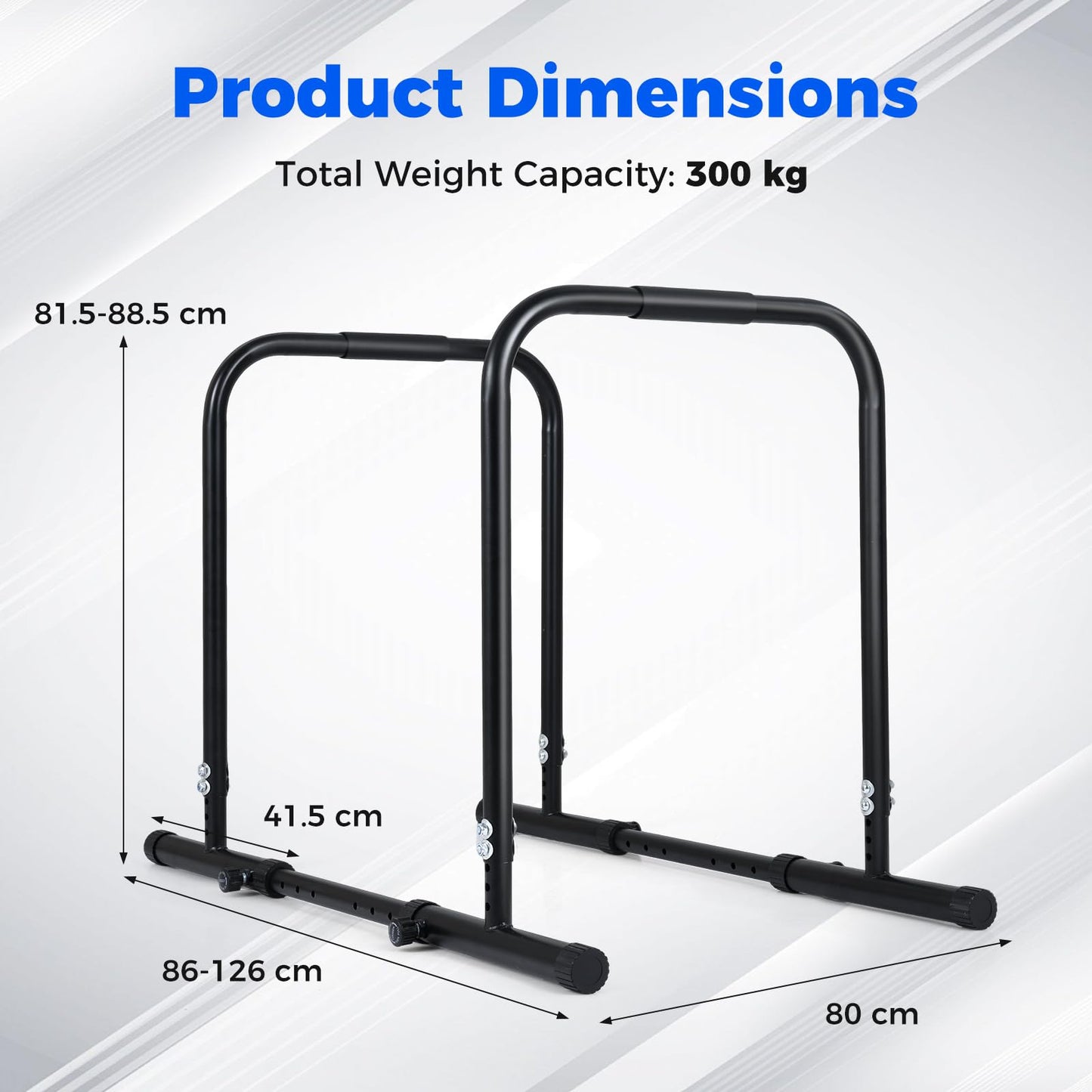 Dip Bar Station, Adjustable Pull Up Bars, 300KG Capacity