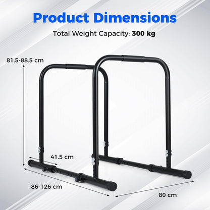 Dip Bar Station, Adjustable Pull Up Bars, 300KG Capacity