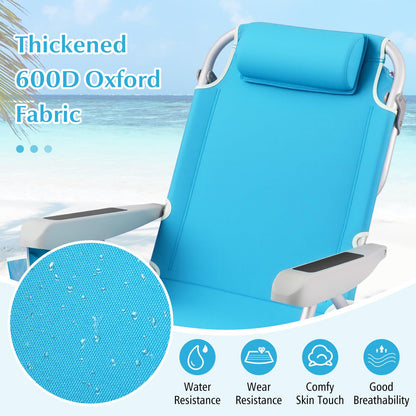 Folding Backpack Beach Chair with Detachable Headrest