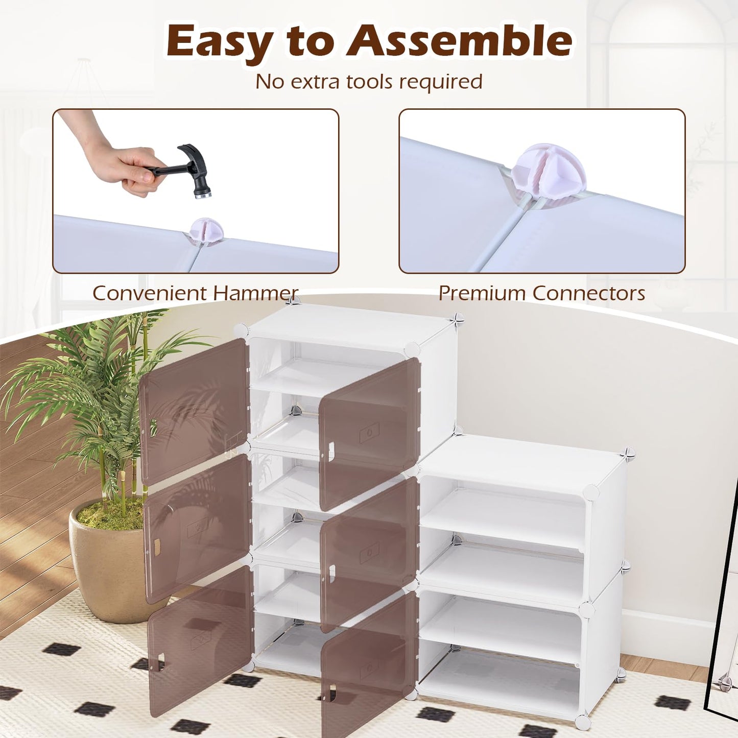 6/8/10 Tier Shoe Storage Cabinet with Removable Shelves