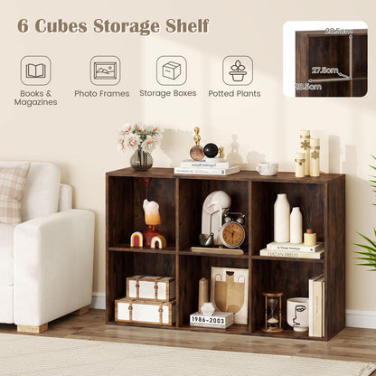 6-Cube Bookcase 3-Tier Storage Organizer with Anti-Tipping Kits for Living Room Study