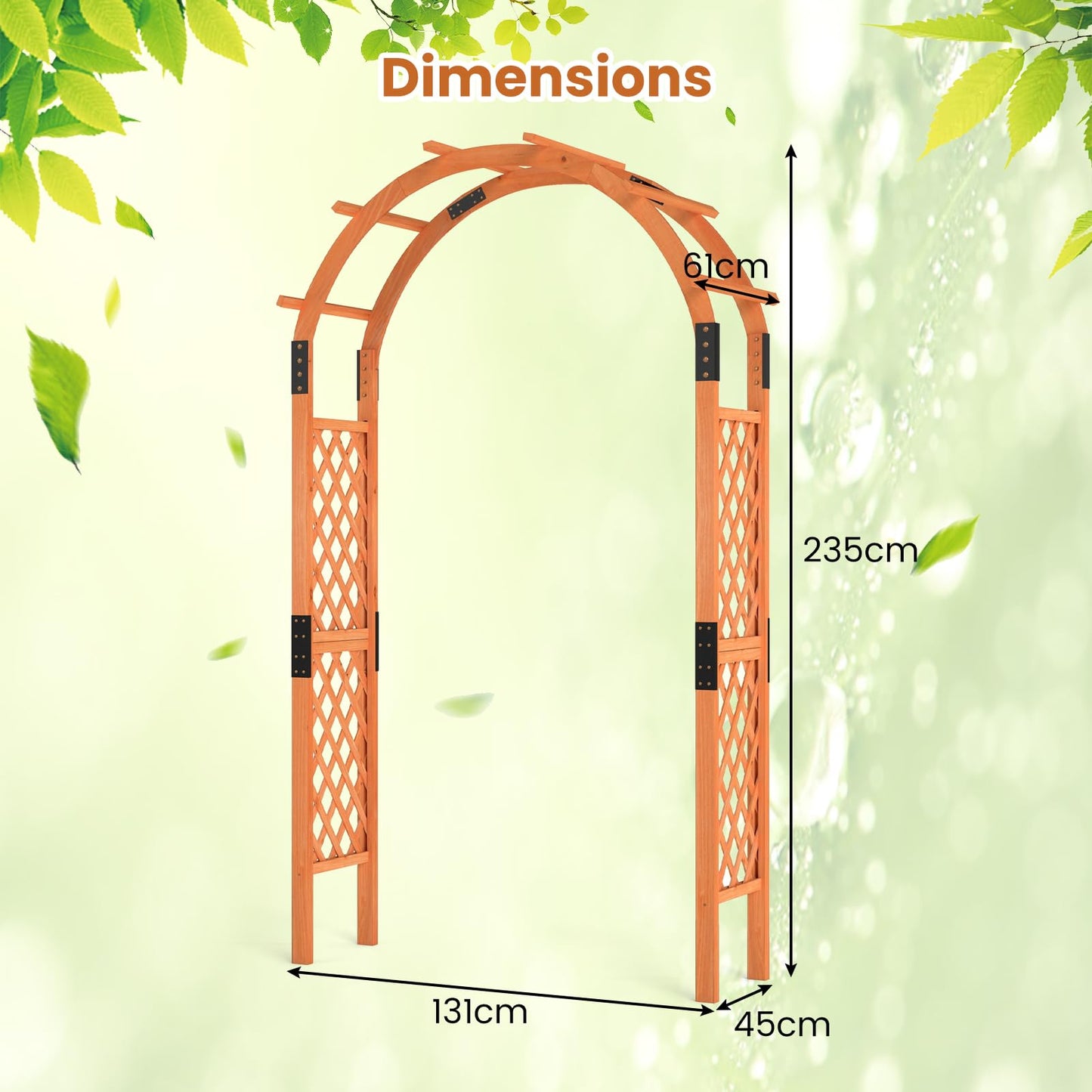 235 cm Wooden Garden Arbor Solid Wood Trellis for Climbing Plants