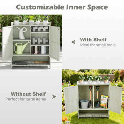 Wooden Garden Shed, Outdoor Tool Storage Shed with Removable Shelves