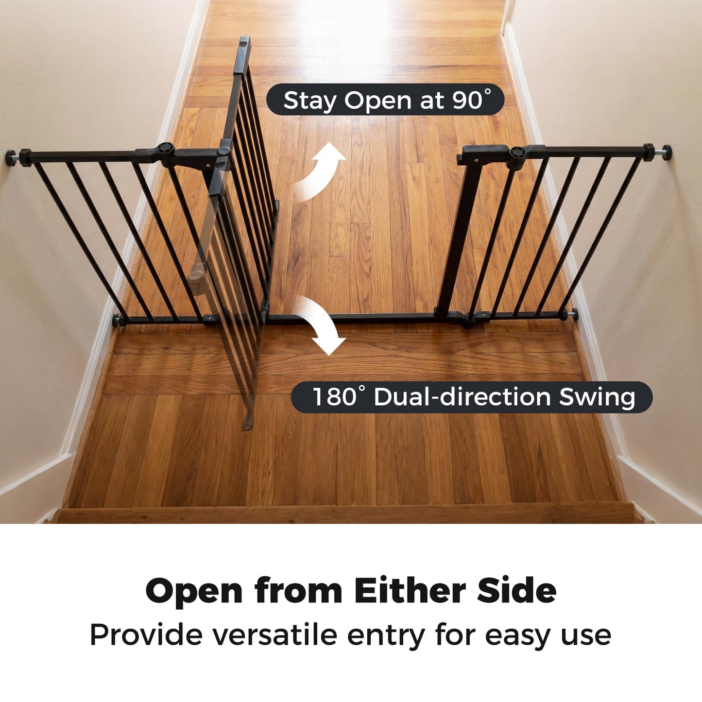3 Panel Foldable Pet Gate, Pressure Baby Gate with One-hand Opening