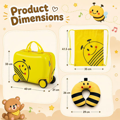 3-Piece Bee Design Kids Bee Design Set with Rucksack & Neck Pillow for Ages 3+