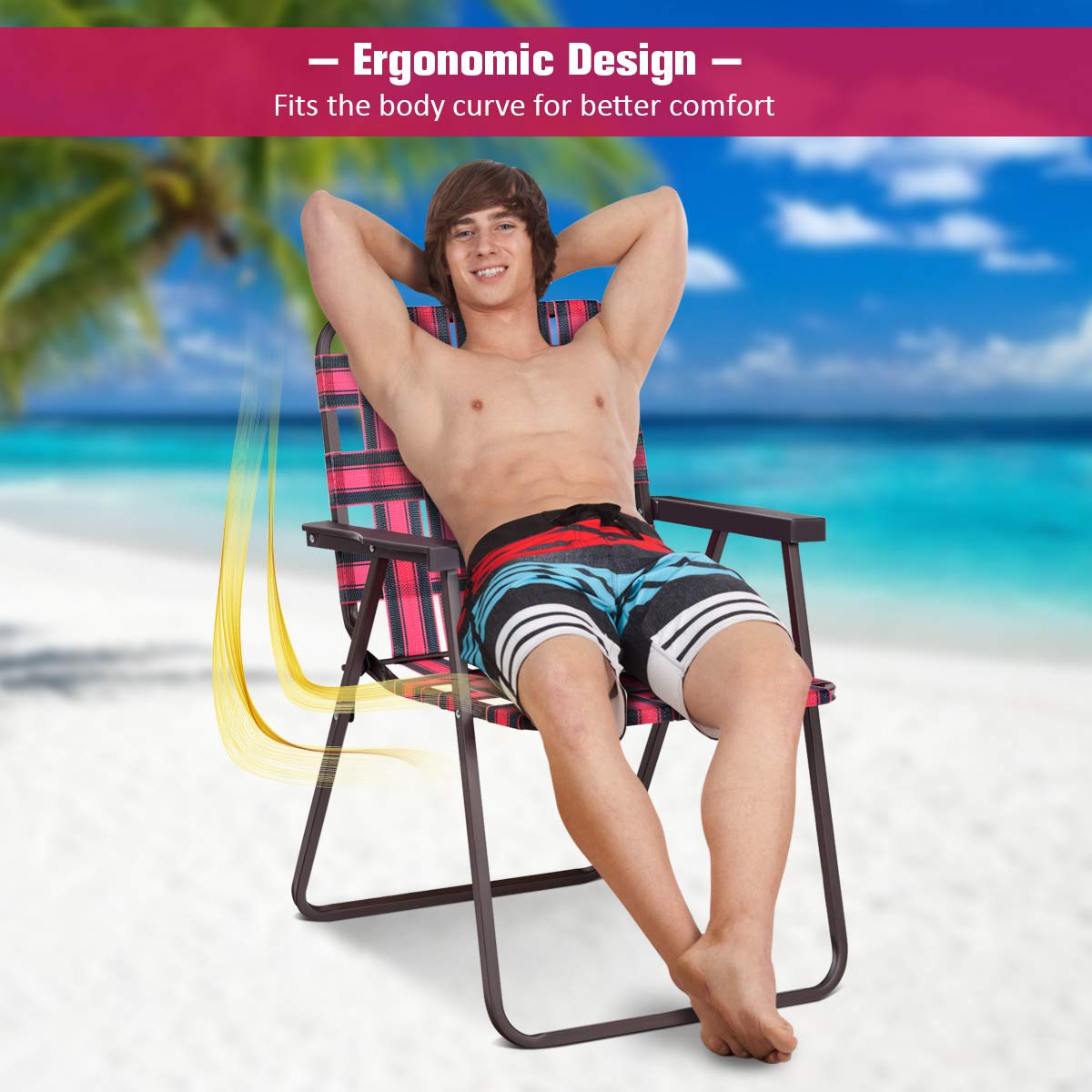 6 PCS Folding Lightweight Beach Camping Chair with Armrest