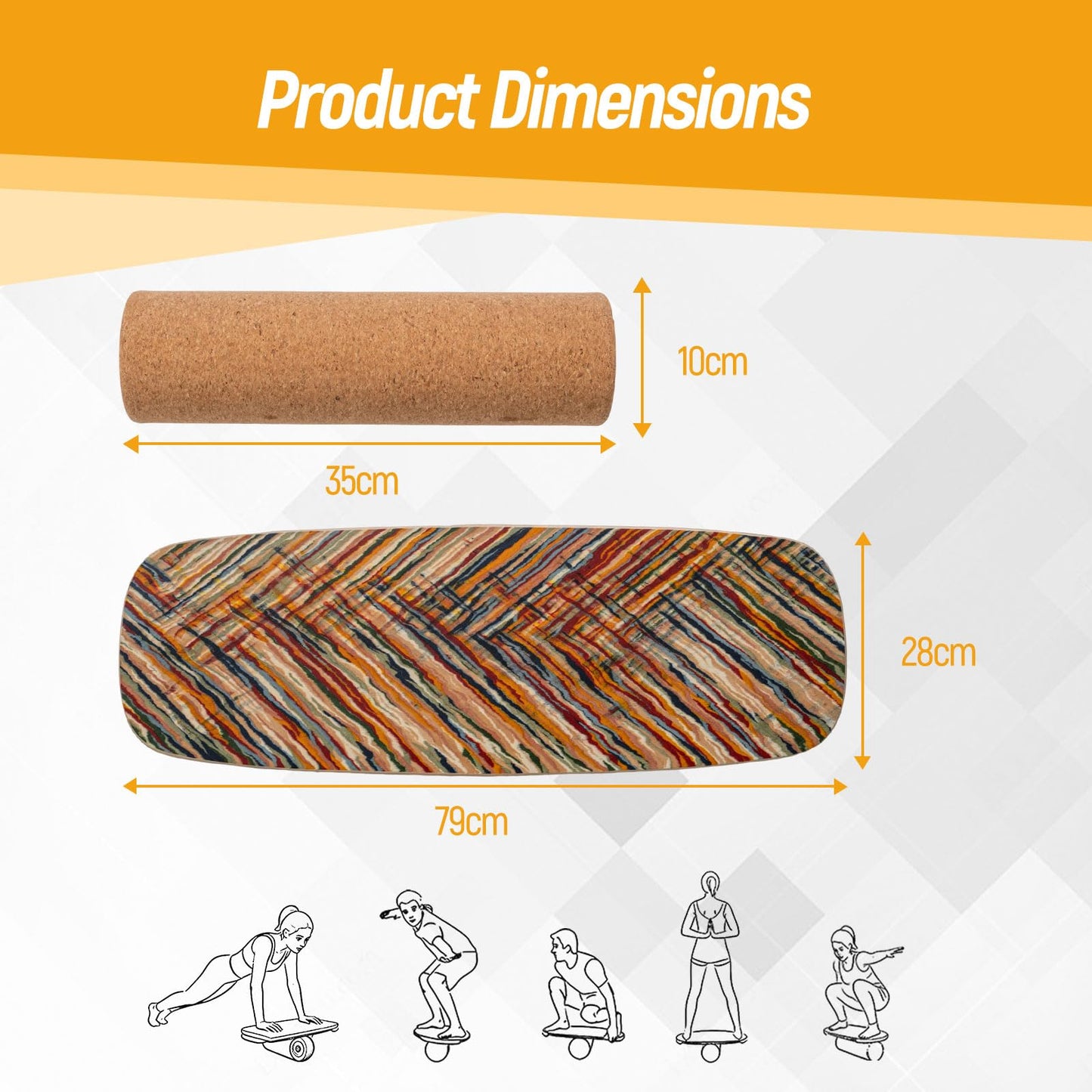 Wooden Balance Board, Surfing Skate Balance Trainer with Roller