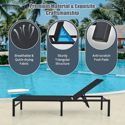 6 Positions Adjustable Garden Chaise Lounge Reclining Deck Sunbed