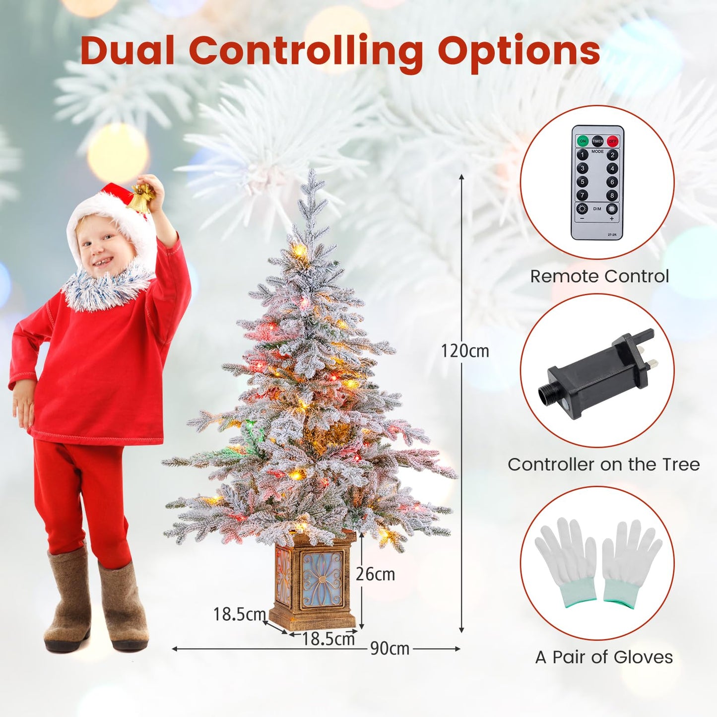 4 FT Pre-lit Artificial Christmas Trees 100 Multi-color and Warm White Dimmable Lights