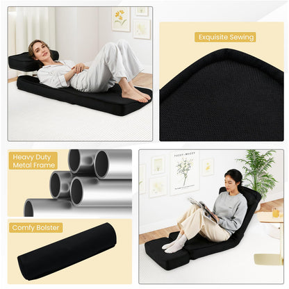 Folding Sofa Chair, Lazy Floor Sofa Bed with 5-Level Adjustable Backrest