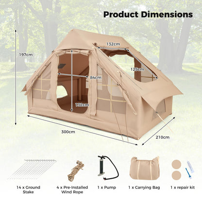 4-6 People Inflatable Tent with 4 Mesh Screen Windows and 2 Doors