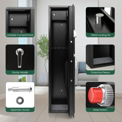 5-Rifle Long Heavy Duty Gun Cabinet with Digital Keypad