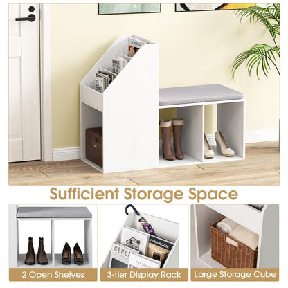 Shoe Storage Bench with 3 Tier Rack and Side Compartments