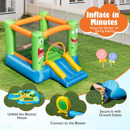 Inflatable Bouncy Castle, Kids Jumping House with Slide, Carrying Bag