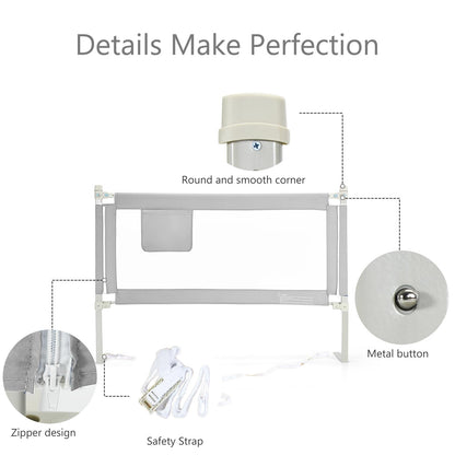 145cm Height Adjustable Bed Rail with Storage Pocket and Safety Lock