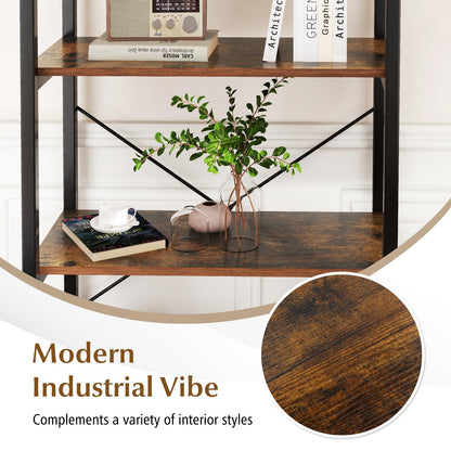 5-Tier Bookshelf with Metal Frame and Storage Rack