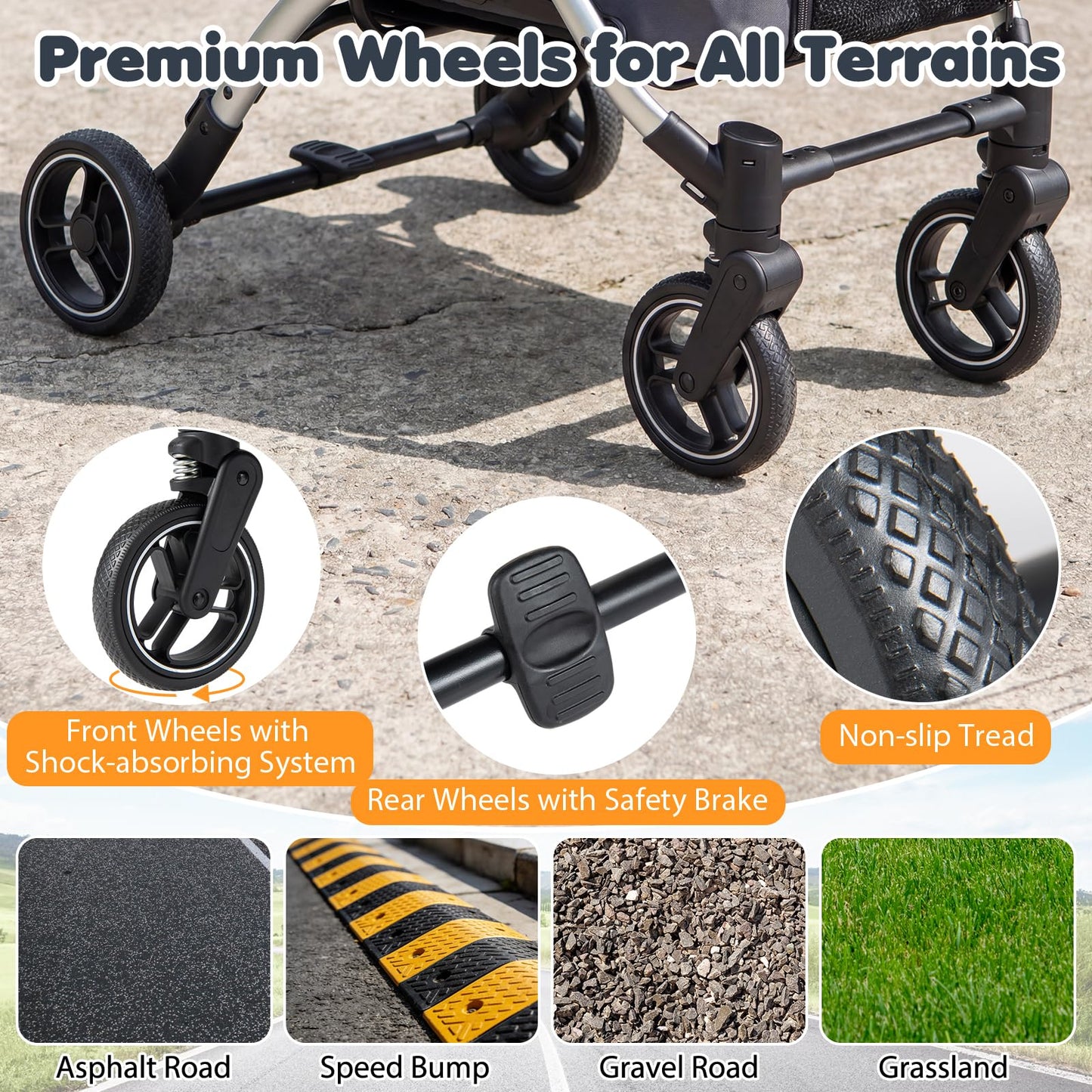 Double Pet Stroller with 2 Detachable Carriers 4-in-1 Foldable Dog Jogger Car Seat