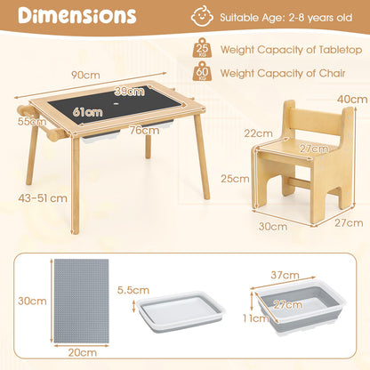 Sensory Table and Chair Set with Foldable Bins for Kids 2 to 8