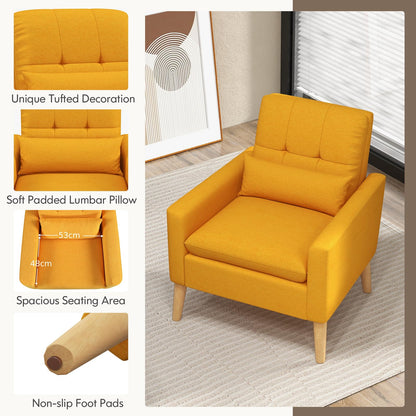 Mid-century Modern Accent Chair with Lumbar Pillow