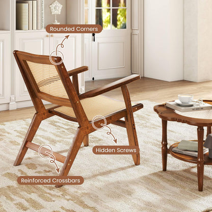 Rattan Accent Chair Mid-Century Modern Comfy Lounge Armchair