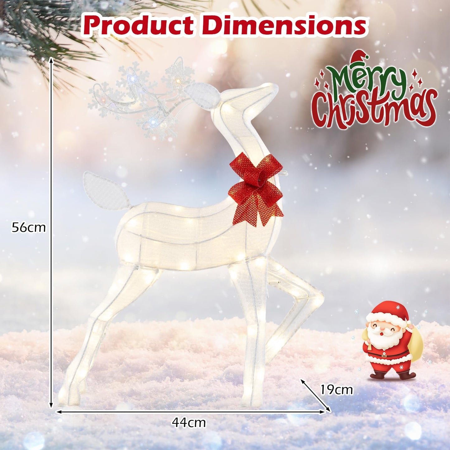 Christmas Lighted Reindeer with 48 Warm White LED Lights