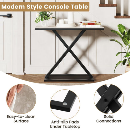 Faux Marble Top Metal Frame Entryway Console Table