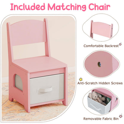 Kids Vanity Set Pretend Play Dressing Table Set with 3-Color Lighting Modes