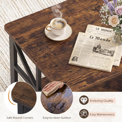 Coffee Table Industrial Farmhouse Accent Table with Open Storage Shelf