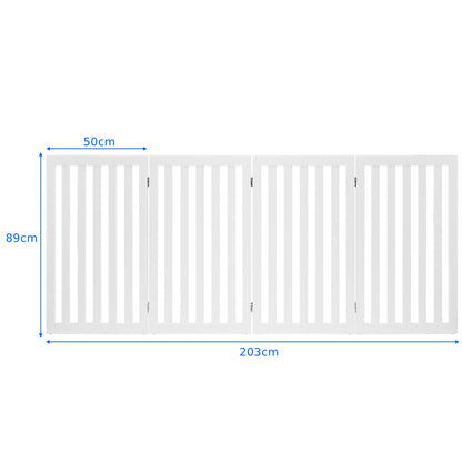 4 Panels Freestanding Wooden Dog Fence Up to 203cm Wide