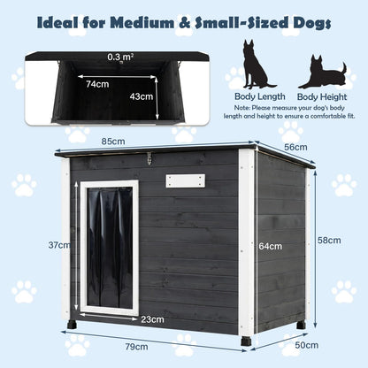 Wooden Dog House, Outdoor Weatherproof Pet Shelter