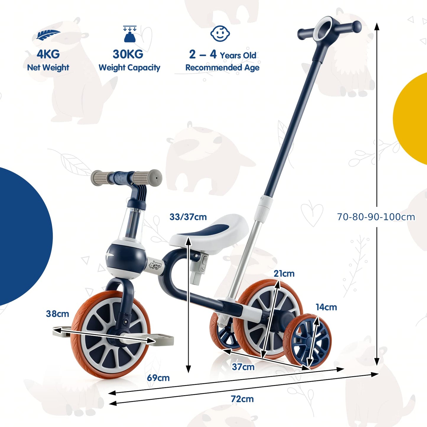 4-in-1 Multifunctional Kids Training Balance Trike