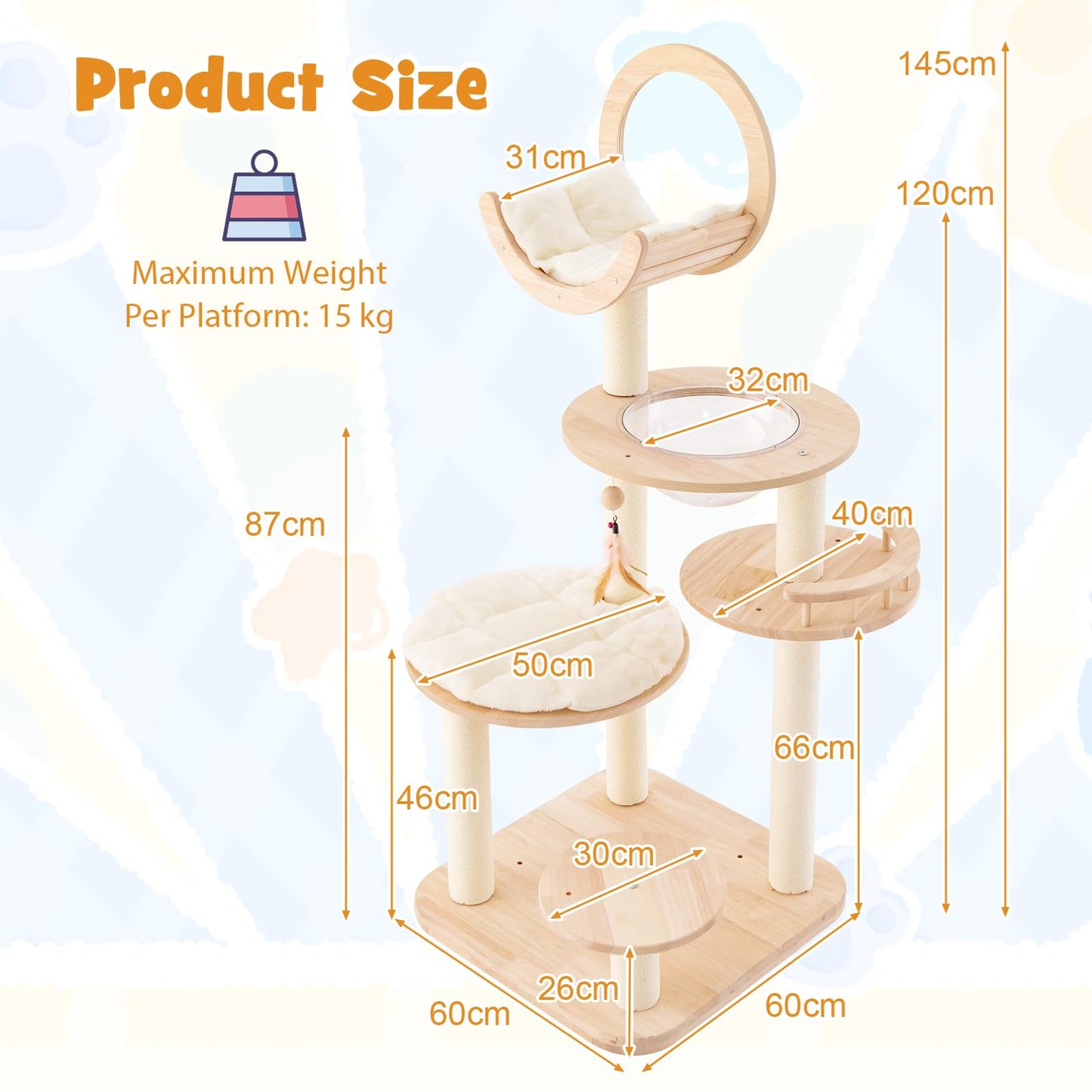Convertible Cats Climbing Tower with Scratching Posts & Space Capsule Bed